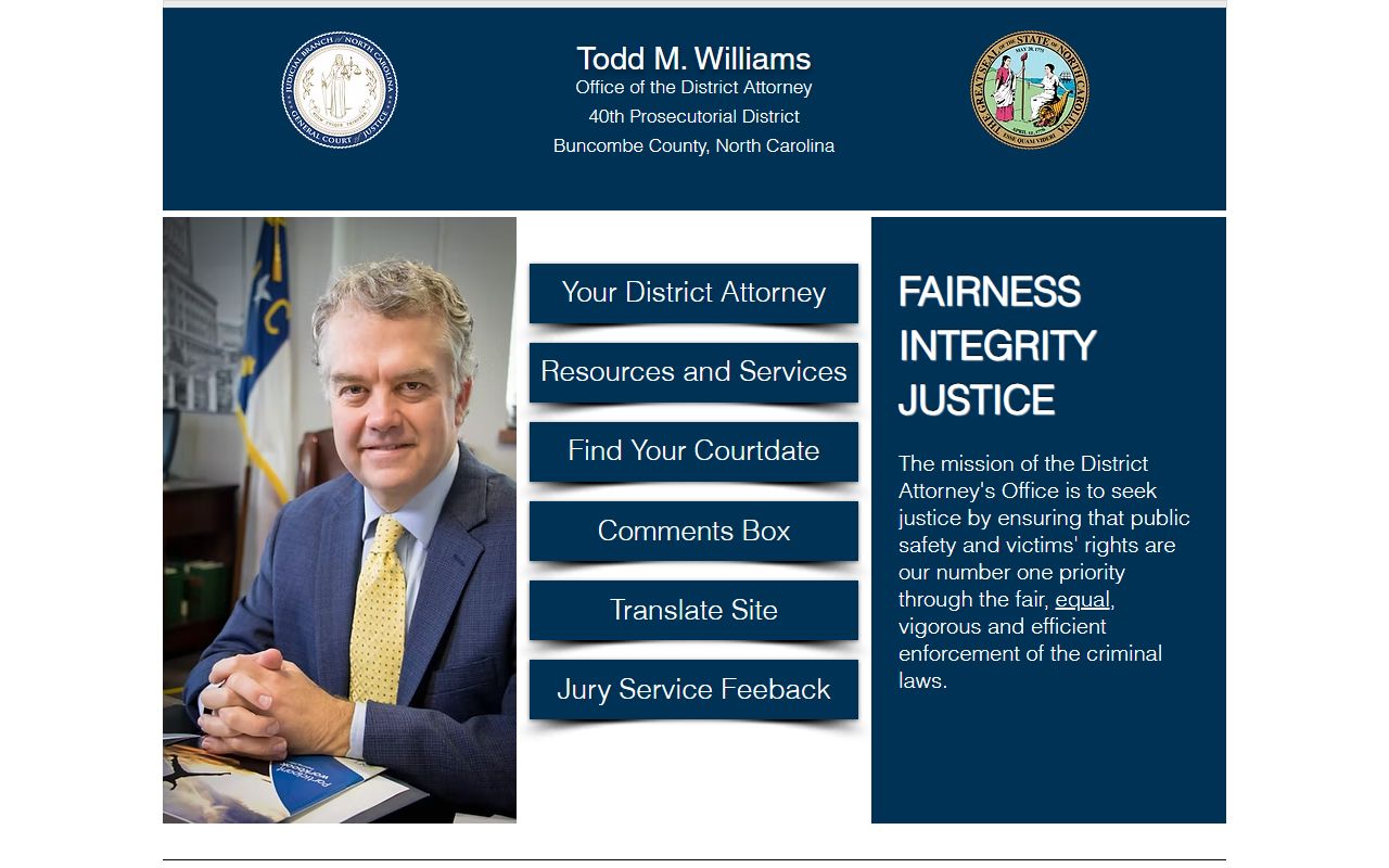 Buncombe County District Attorney website for Prosecutorial District 40 criminal records and prosecutions