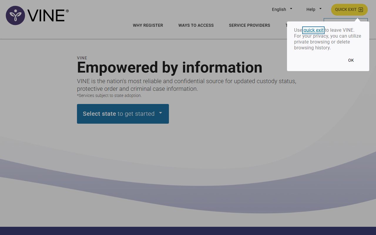 VINELink custody notification service for Buncombe County inmate status alerts
