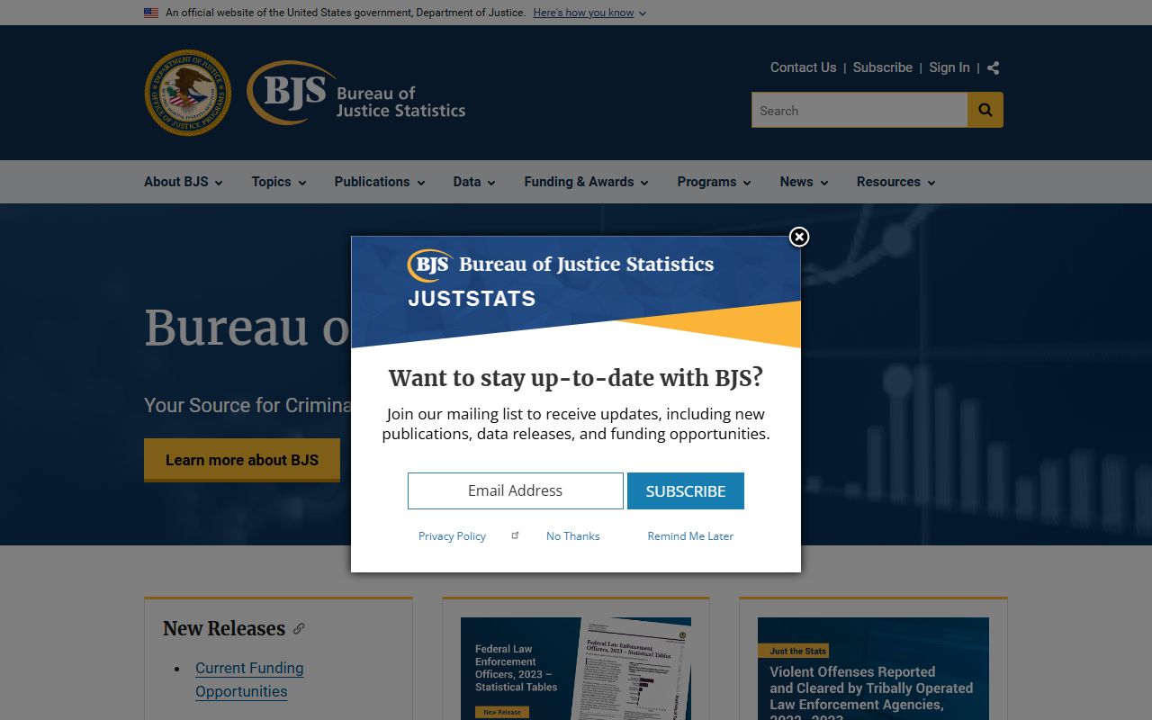 Bureau of Justice Statistics website showing national jail population research for Buncombe County context