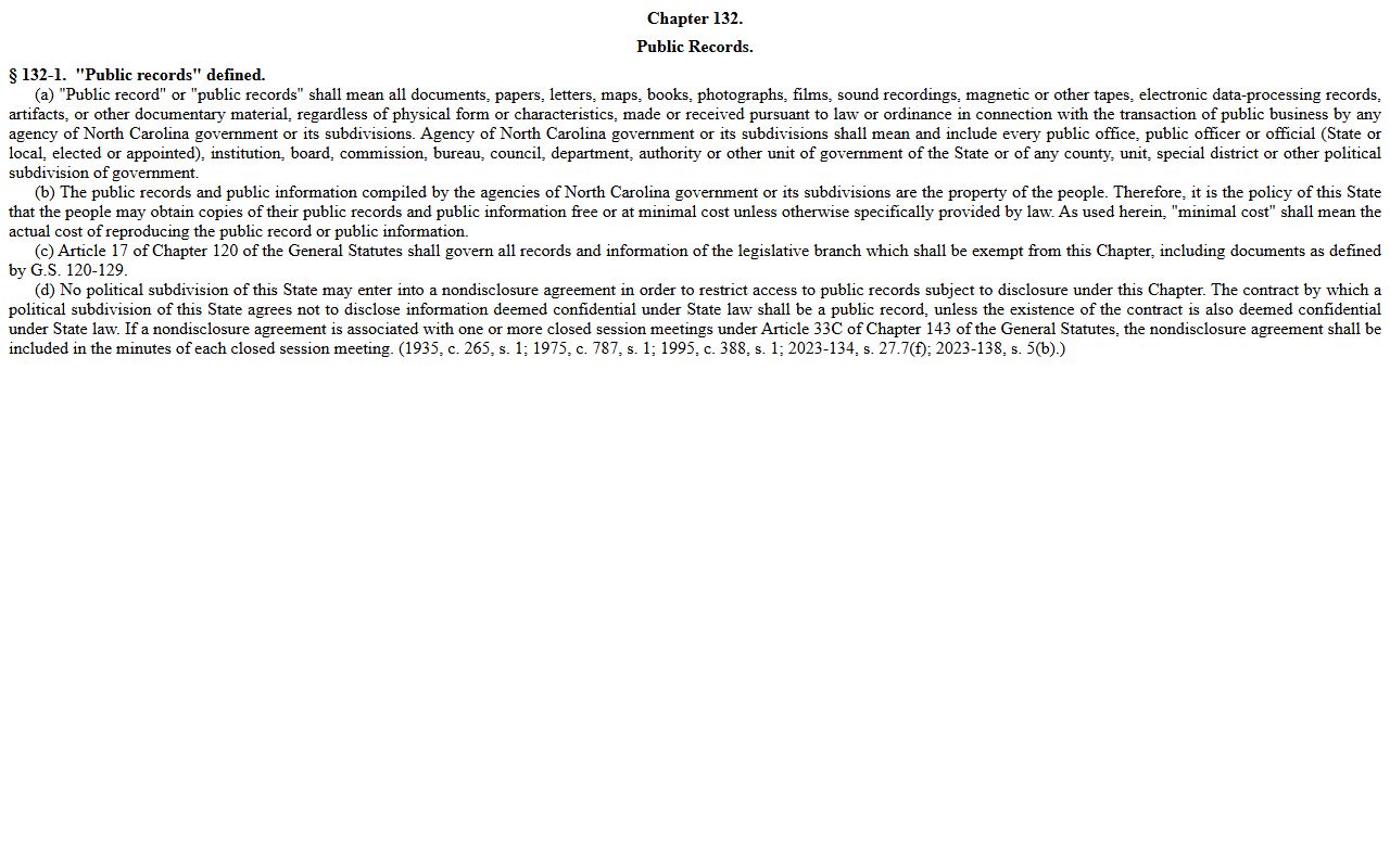 Buncombe County public records definition under North Carolina G.S. 132-1