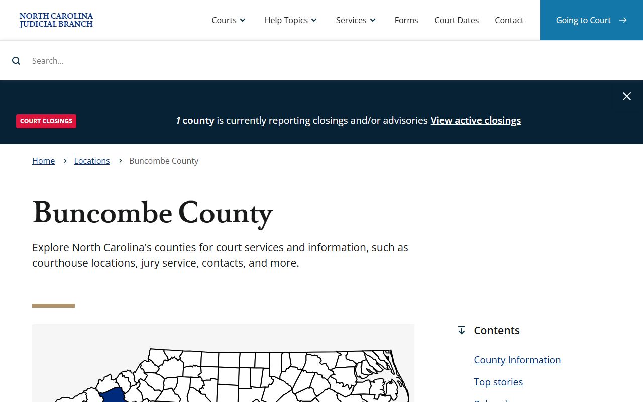 Buncombe County court records landing page