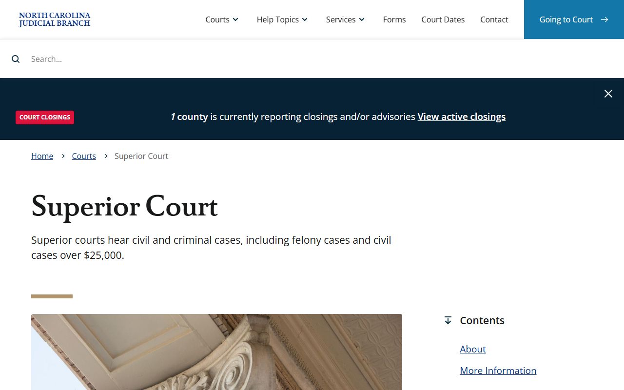Buncombe County Superior Court page on the North Carolina Judicial Branch website